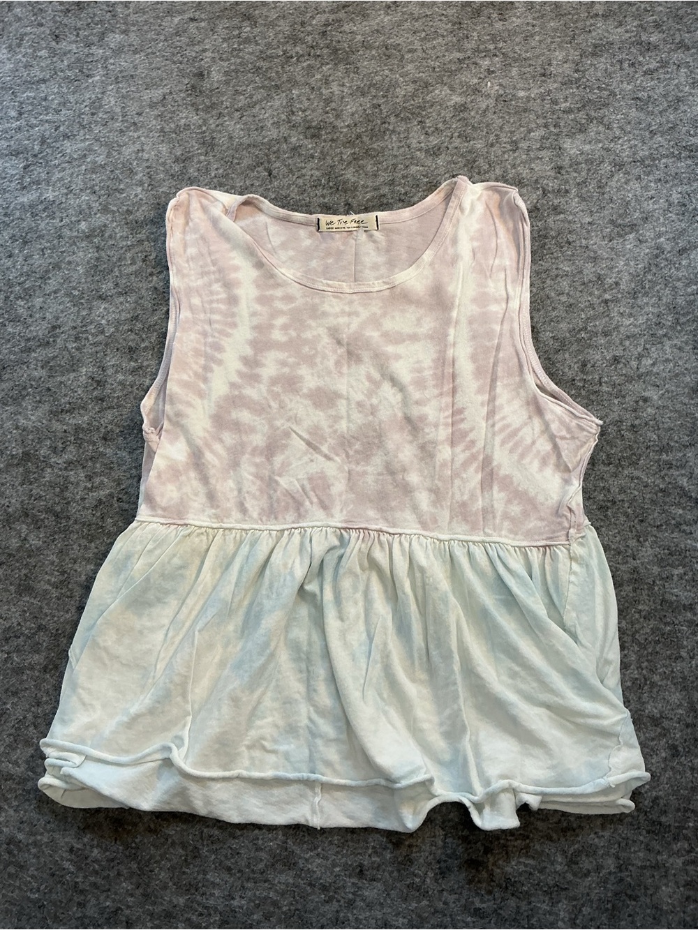 We The Free Tie-Dye Peplum Tank Top in Light Pink and Pale Blue Size L